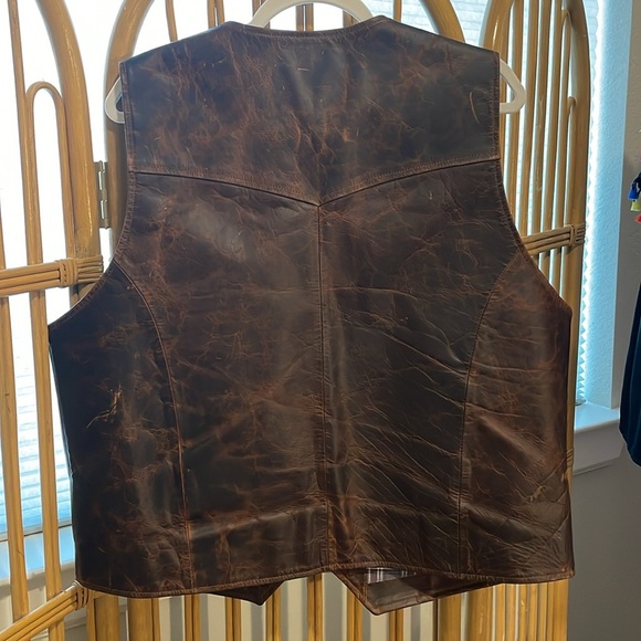 Schnees Coronado Leather Brown Bison Vest for Men - Picture 7 of 12
